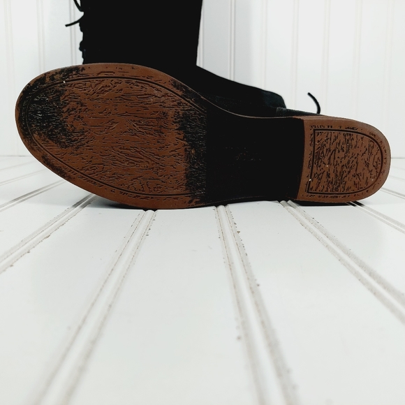 UGG Cary Black Nubuck Leather Back Lace Block Heel Mid Calf Boots D1018 - Picture 11 of 12